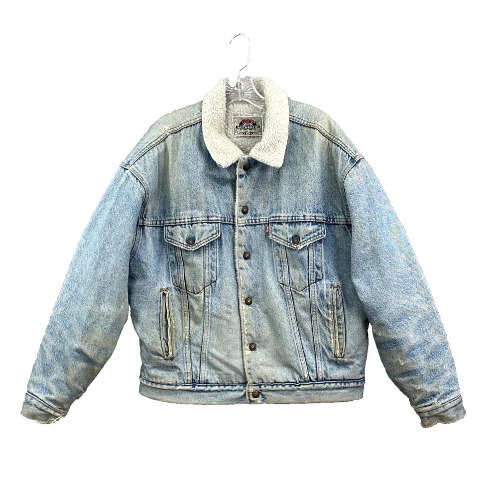 Vintage Levi's Trucker Jacket Mens Medium Denim Sherpa Lined Western Workwear